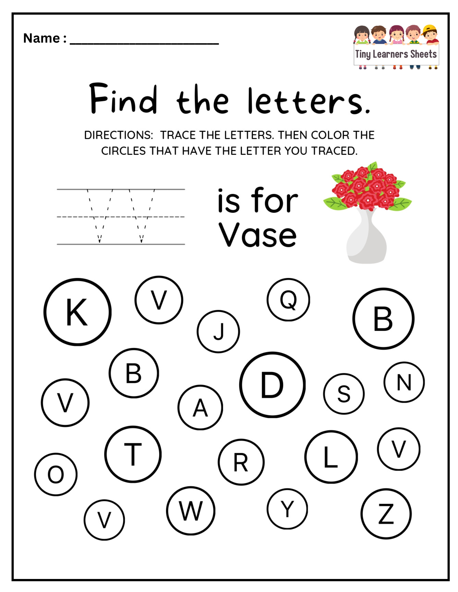 Find Letter V worksheet